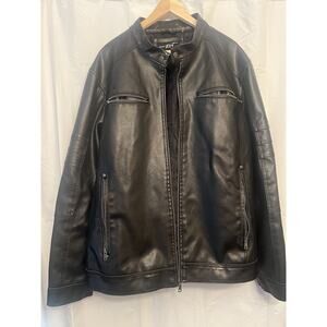 Black Rivet Full Grain Distressed Men's Leather Full Zip Jacket Size 2XL